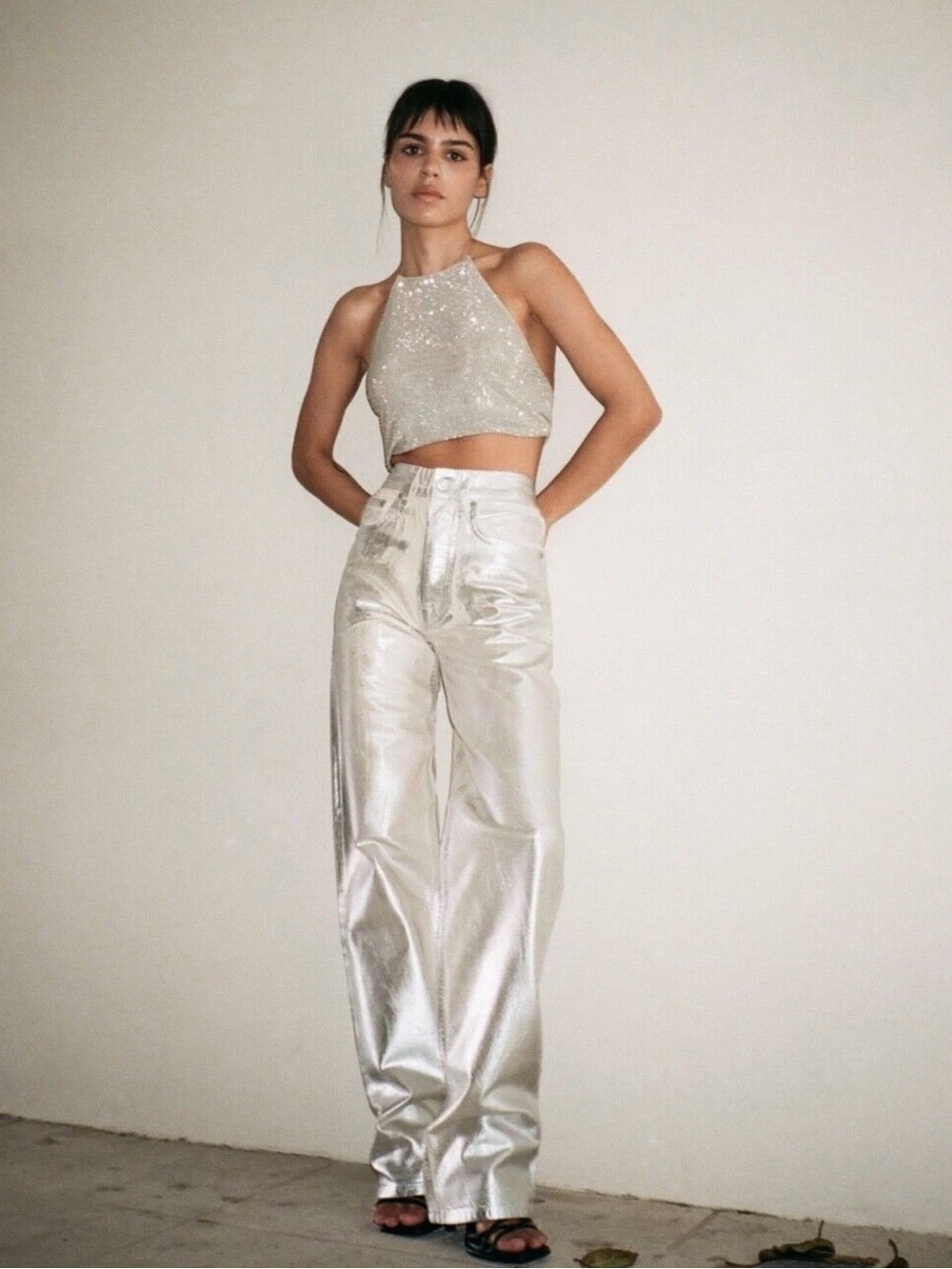 Zara Silver Rhinestone Halter Top - Picture 3 of 3
